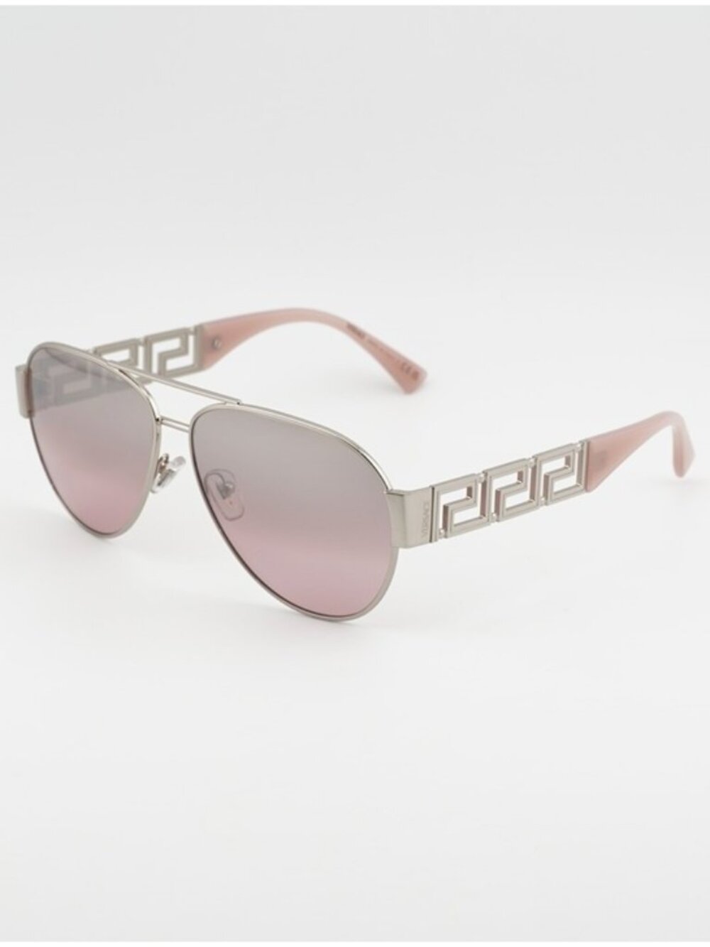 Versace VE2289 10017E Sunglasses Silver Aviator Frame, Pink Mirror Lenses